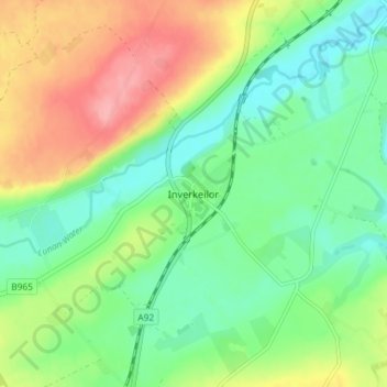 Inverkeilor topographic map, elevation, terrain