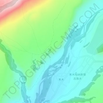禾木村观景点 topographic map, elevation, terrain