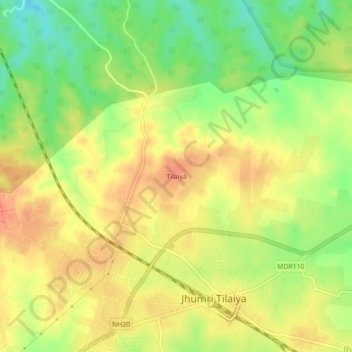 Tilaiya topographic map, elevation, terrain