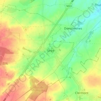 Strée topographic map, elevation, terrain