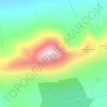 Croagh Patrick topographic map, elevation, terrain
