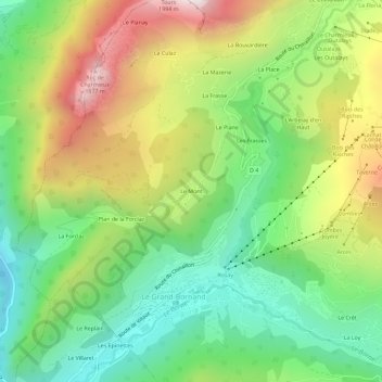 Le Mont topographic map, elevation, terrain