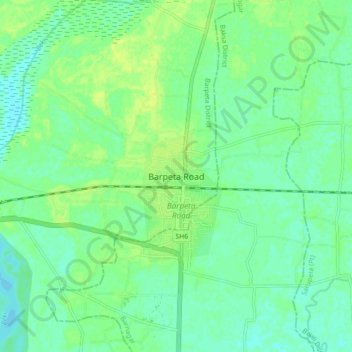 Barpeta Road topographic map, elevation, terrain
