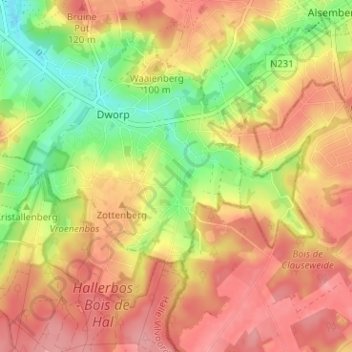Rilroheide topographic map, elevation, terrain