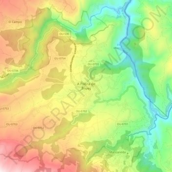 A Pobra de Trives topographic map, elevation, terrain