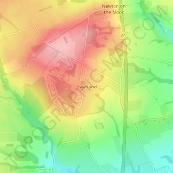 Swarland topographic map, elevation, terrain