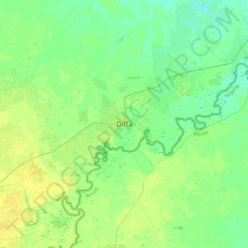 Diffa topographic map, elevation, terrain