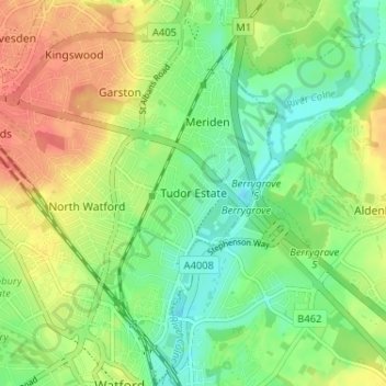 Tudor Estate topographic map, elevation, terrain