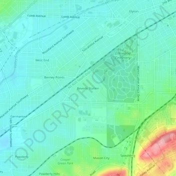 Beverly Station topographic map, elevation, terrain