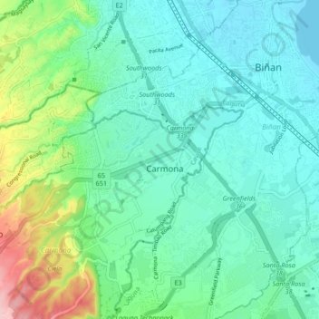 Carmona topographic map, elevation, terrain