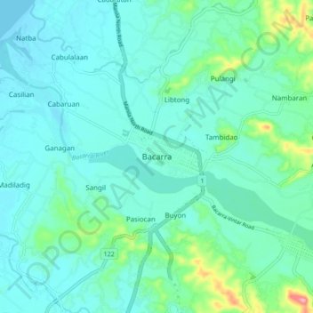 Bacarra topographic map, elevation, terrain