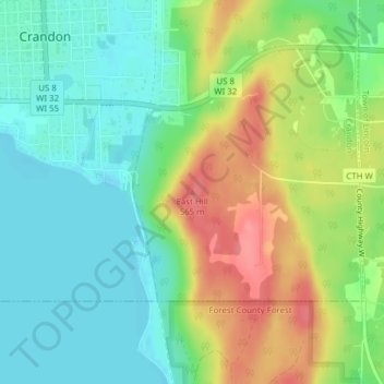 East Hill topographic map, elevation, terrain