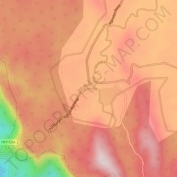 Agumbe topographic map, elevation, terrain