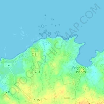 Kervenven topographic map, elevation, terrain