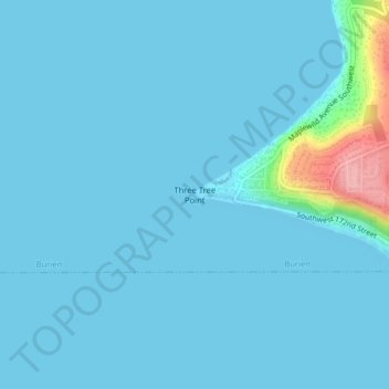 Three Tree Point topographic map, elevation, terrain