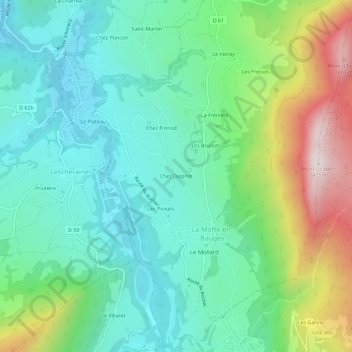 Chez Dalphin topographic map, elevation, terrain