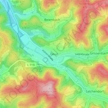 Deuz topographic map, elevation, terrain