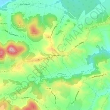 Léoudary topographic map, elevation, terrain