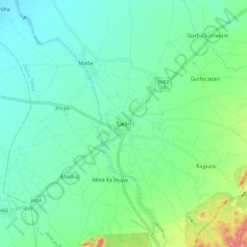 Sadri topographic map, elevation, terrain