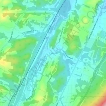 Pinecroft topographic map, elevation, terrain