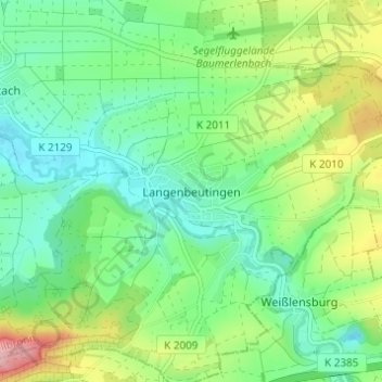 Langenbeutingen topographic map, elevation, terrain