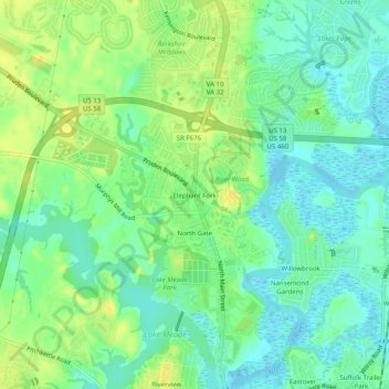 Elephant Fork topographic map, elevation, terrain
