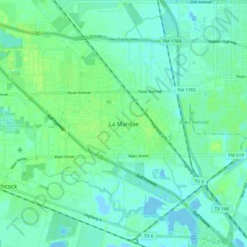 La Marque topographic map, elevation, terrain