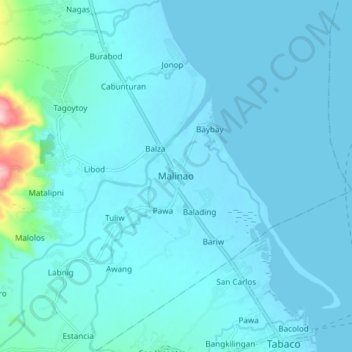 Malinao topographic map, elevation, terrain