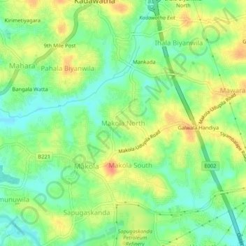 Makola North topographic map, elevation, terrain
