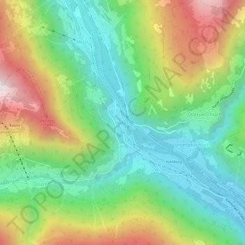 Huben topographic map, elevation, terrain