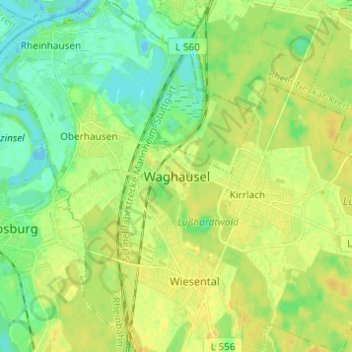 Waghäusel topographic map, elevation, terrain