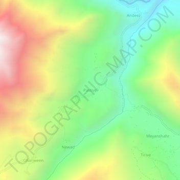 Pastive topographic map, elevation, terrain