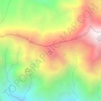 Morne Cali topographic map, elevation, terrain