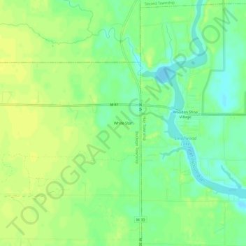 White Star topographic map, elevation, terrain