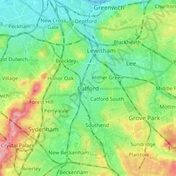 Catford topographic map, elevation, terrain