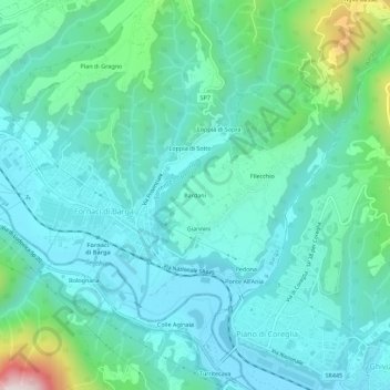Bardani topographic map, elevation, terrain