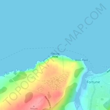 Fortune Head topographic map, elevation, terrain