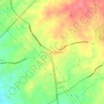 Malumichampatti topographic map, elevation, terrain