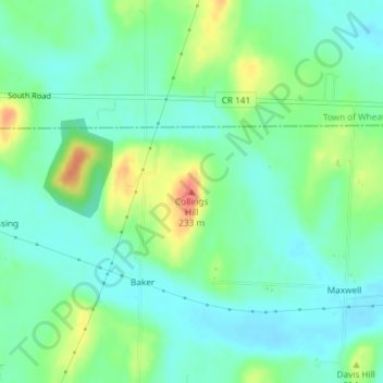 Collings Hill topographic map, elevation, terrain