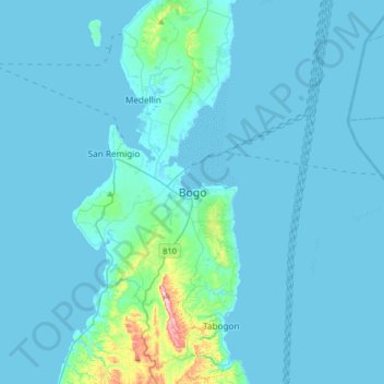 Bogo topographic map, elevation, terrain