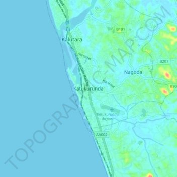 Katukurunda topographic map, elevation, terrain