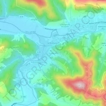 Le Vieuzet topographic map, elevation, terrain