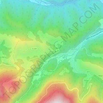 Le Sau topographic map, elevation, terrain