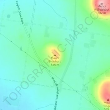 Mount Blowhard topographic map, elevation, terrain