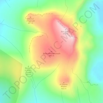 Beinn Mheadhonach topographic map, elevation, terrain
