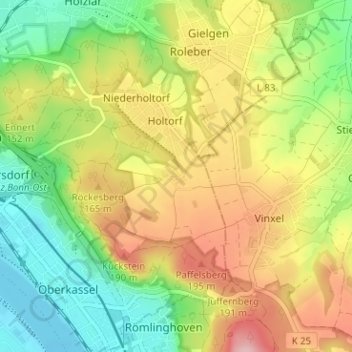 Oberholtorf topographic map, elevation, terrain