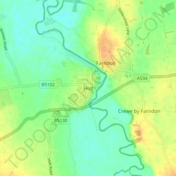 Holt topographic map, elevation, terrain