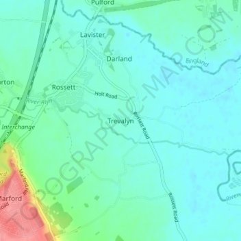 Trevalyn topographic map, elevation, terrain