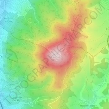 Melibokus topographic map, elevation, terrain