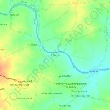 T.Pudur topographic map, elevation, terrain